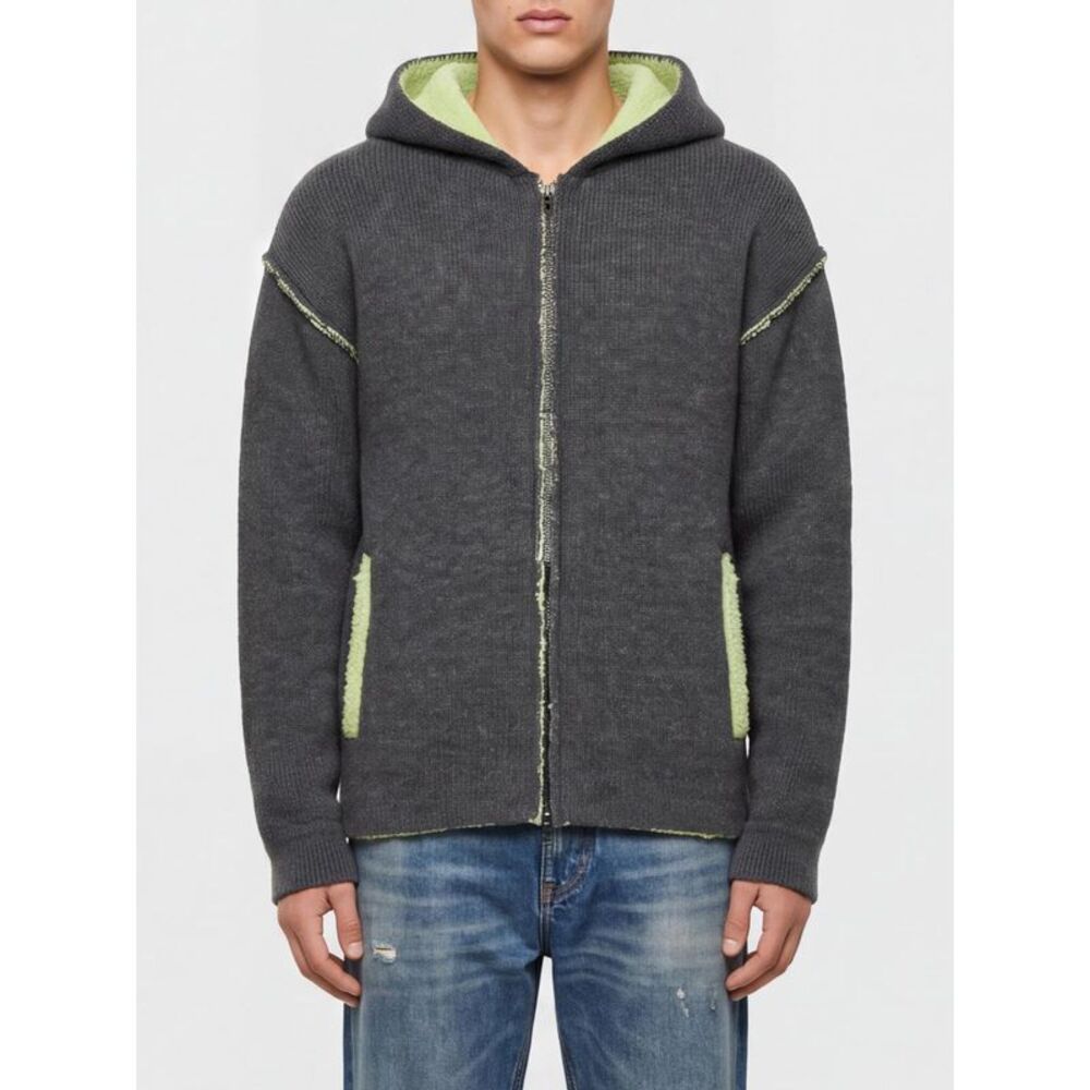 Diesel Men K-Boubby Knitted Wool Blend Hoodie Diesel With Two-Way Zip Closure